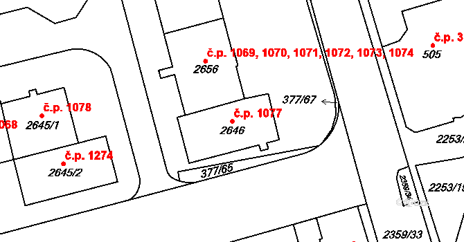 Sušice II 1077, Sušice na parcele st. 2646 v KÚ Sušice nad Otavou, Katastrální mapa