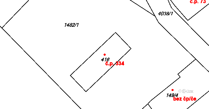Šonov 334 na parcele st. 416 v KÚ Šonov u Broumova, Katastrální mapa