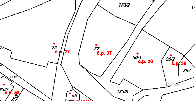 Nebílovský Borek 37, Štěnovický Borek na parcele st. 37 v KÚ Nebílovský Borek, Katastrální mapa