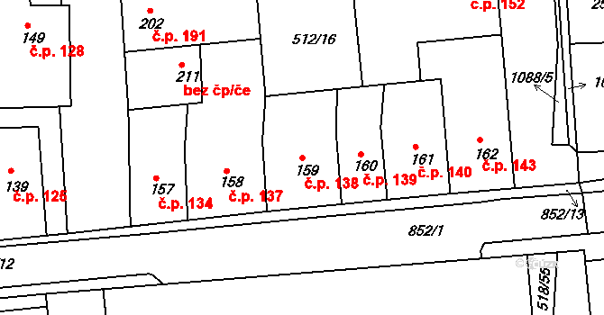 Líšťany 138 na parcele st. 159 v KÚ Líšťany u Cítolib, Katastrální mapa