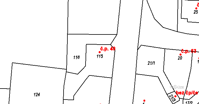 Koštov 49, Trmice na parcele st. 115 v KÚ Koštov, Katastrální mapa