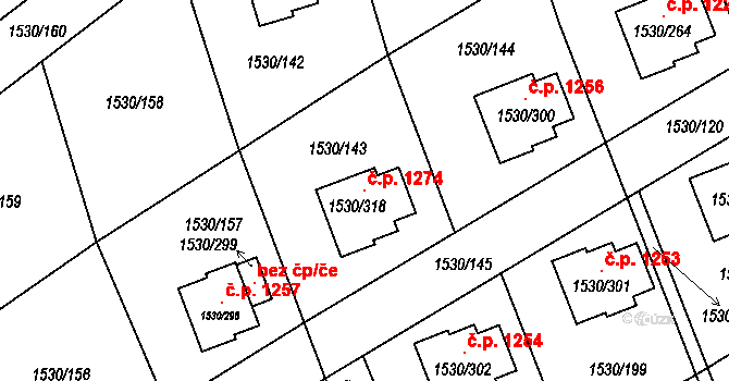 Řeporyje 1274, Praha na parcele st. 1530/318 v KÚ Řeporyje, Katastrální mapa