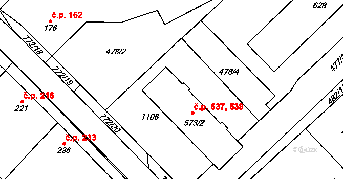 Chotěšov 537,538 na parcele st. 573/2 v KÚ Chotěšov, Katastrální mapa