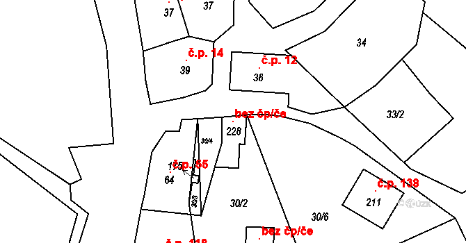 Rudka 106811509 na parcele st. 228 v KÚ Rudka, Katastrální mapa