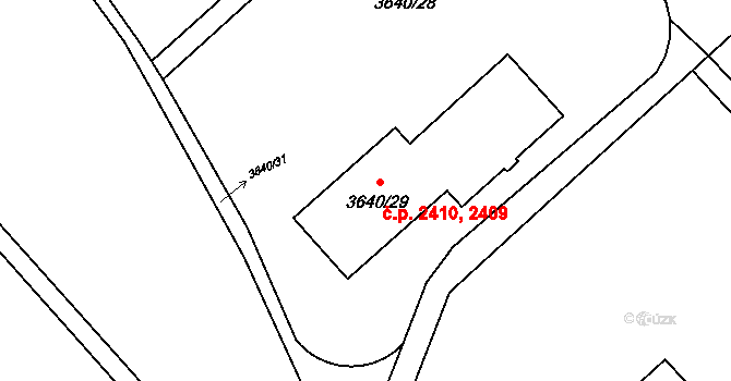 Znojmo 2409,2410 na parcele st. 3640/29 v KÚ Znojmo-město, Katastrální mapa