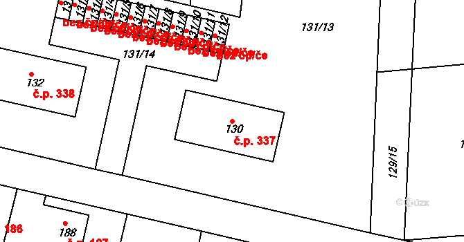 Zruč nad Sázavou 337 na parcele st. 130 v KÚ Zruč nad Sázavou, Katastrální mapa