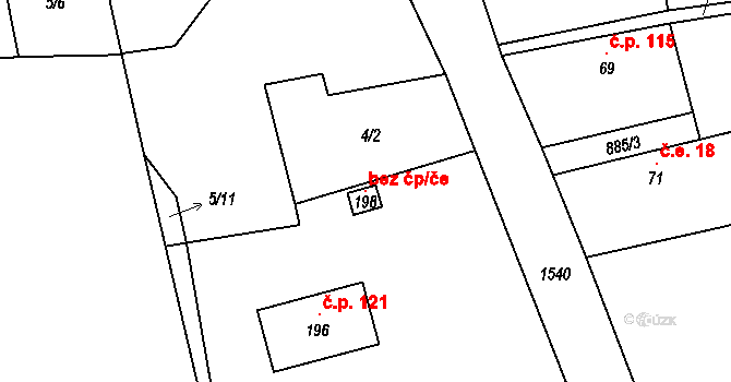 Konstantinovy Lázně 117578509 na parcele st. 198 v KÚ Okrouhlé Hradiště, Katastrální mapa