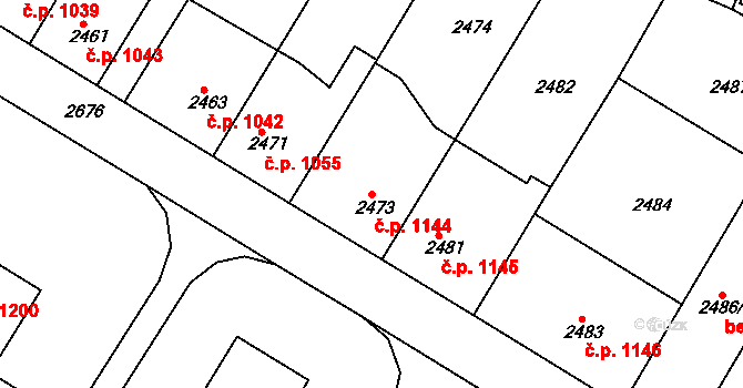 Slavkov u Brna 1144 na parcele st. 2473 v KÚ Slavkov u Brna, Katastrální mapa
