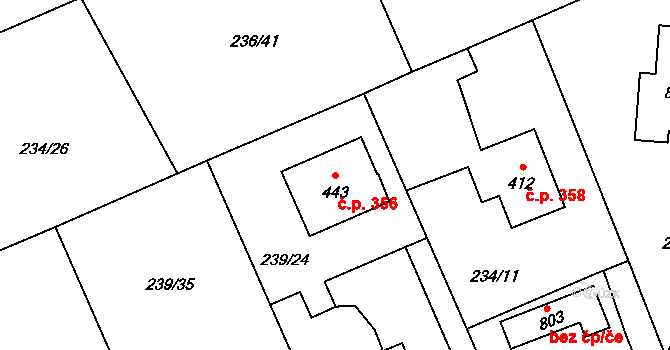 Nová Hospoda 356, Kamenice na parcele st. 443 v KÚ Štiřín, Katastrální mapa
