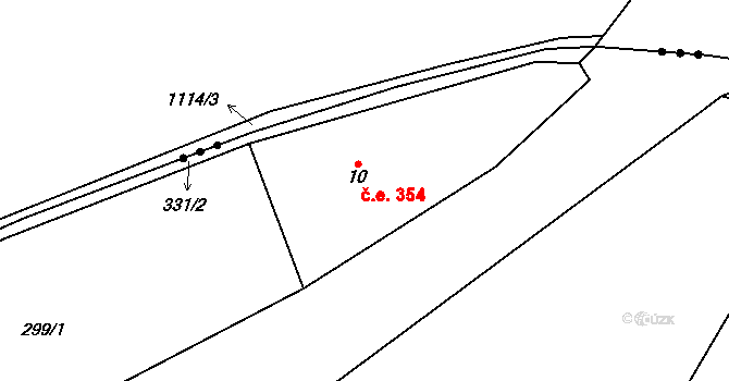 Ústí 354, Kočov na parcele st. 10 v KÚ Ústí nad Mží, Katastrální mapa