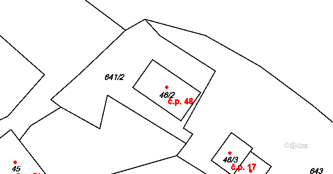 Přízeř 48, Rožmberk nad Vltavou na parcele st. 46/2 v KÚ Horní Jílovice, Katastrální mapa