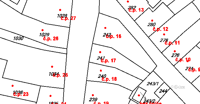 Mimoň IV 17, Mimoň na parcele st. 241 v KÚ Mimoň, Katastrální mapa