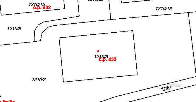 Podmoklice 433, Semily na parcele st. 1210/3 v KÚ Semily, Katastrální mapa