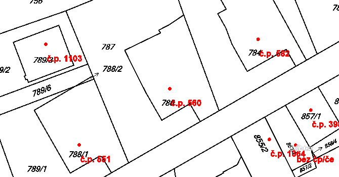 Lutyně 560, Orlová na parcele st. 786 v KÚ Horní Lutyně, Katastrální mapa