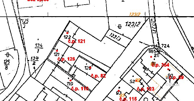 Poděbrady II 121, Poděbrady na parcele st. 122 v KÚ Poděbrady, Katastrální mapa