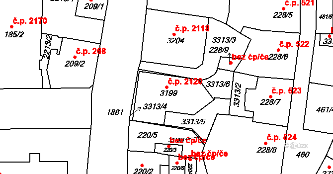 Předměstí 2120, Svitavy na parcele st. 3199 v KÚ Svitavy-předměstí, Katastrální mapa
