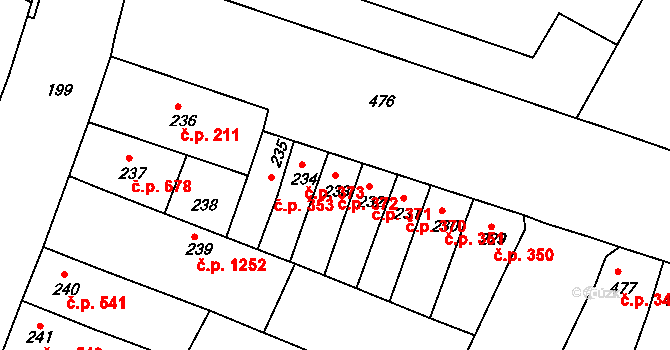 Husovice 372, Brno na parcele st. 233 v KÚ Husovice, Katastrální mapa