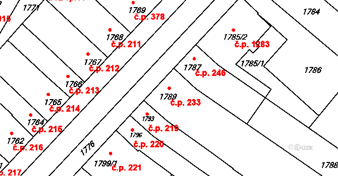 Slatina 233, Brno na parcele st. 1789 v KÚ Slatina, Katastrální mapa