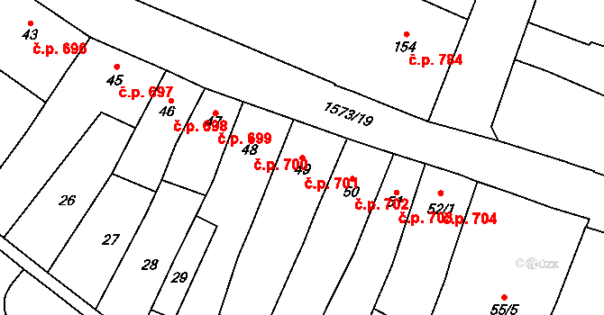 Litovel 701 na parcele st. 49 v KÚ Litovel, Katastrální mapa