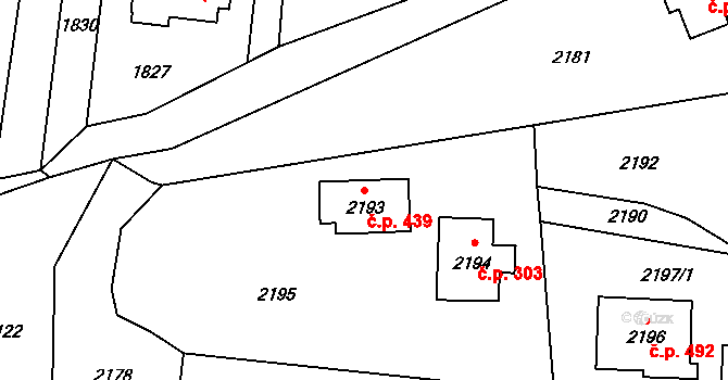 Jablůnka 439 na parcele st. 2193 v KÚ Jablůnka, Katastrální mapa