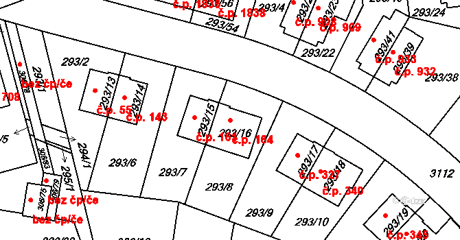 Braník 164, Praha na parcele st. 293/16 v KÚ Braník, Katastrální mapa