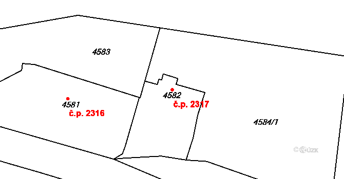 Dejvice 2317, Praha na parcele st. 4582 v KÚ Dejvice, Katastrální mapa
