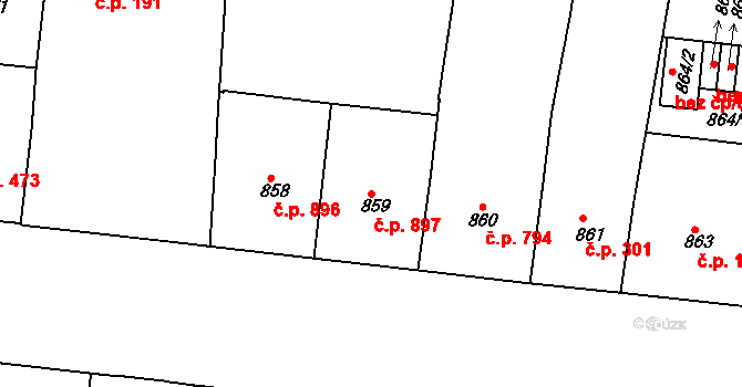 Holešovice 897, Praha na parcele st. 859 v KÚ Holešovice, Katastrální mapa