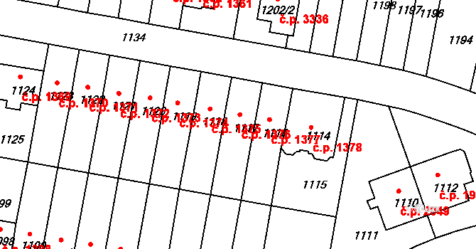 Záběhlice 1376, Praha na parcele st. 1117 v KÚ Záběhlice, Katastrální mapa