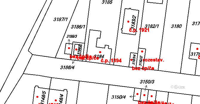 České Budějovice 7 1394, České Budějovice na parcele st. 3184 v KÚ České Budějovice 7, Katastrální mapa