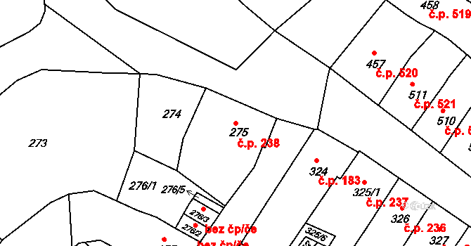 Česká Lípa 238 na parcele st. 275 v KÚ Česká Lípa, Katastrální mapa