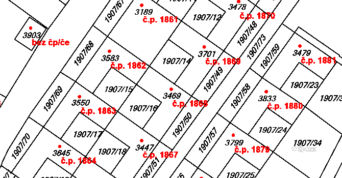 Náchod 1868 na parcele st. 3469 v KÚ Náchod, Katastrální mapa