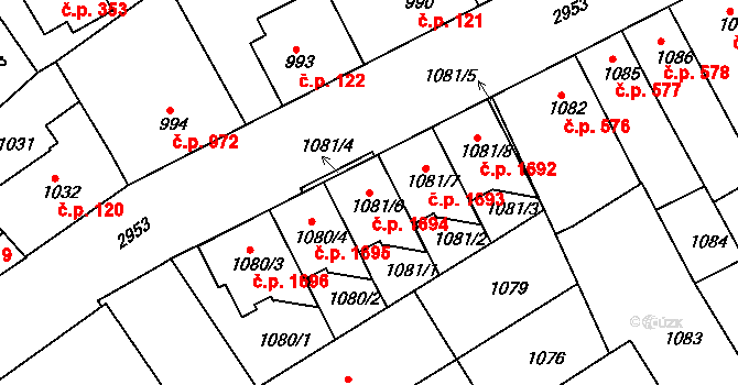 Rychnov nad Kněžnou 1694 na parcele st. 1081/6 v KÚ Rychnov nad Kněžnou, Katastrální mapa