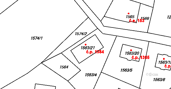 Smržovka 1384 na parcele st. 1563/21 v KÚ Smržovka, Katastrální mapa