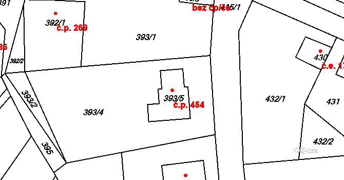 Děčín XXXII-Boletice nad Labem 454, Děčín na parcele st. 393/5 v KÚ Boletice nad Labem, Katastrální mapa