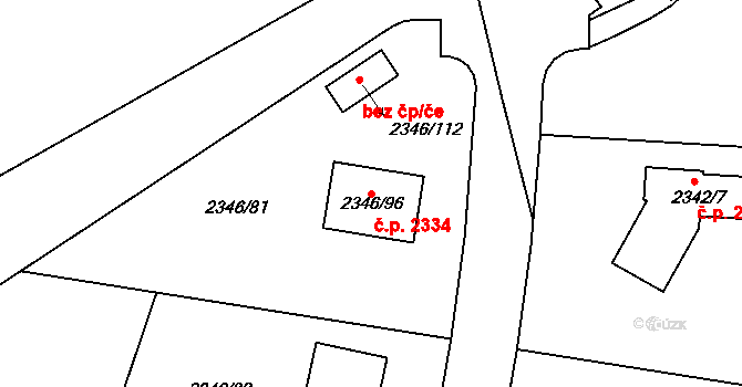 Pelhřimov 2334 na parcele st. 2346/96 v KÚ Pelhřimov, Katastrální mapa