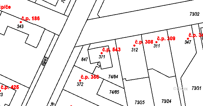 Litol 543, Lysá nad Labem na parcele st. 371 v KÚ Litol, Katastrální mapa