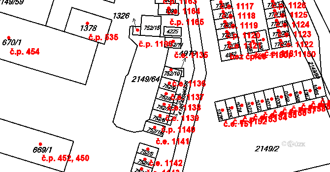Dědice 1137, Vyškov na parcele st. 752/9 v KÚ Dědice u Vyškova, Katastrální mapa