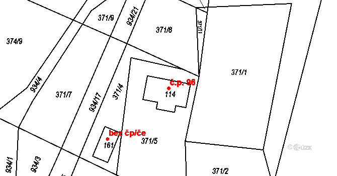 Drachkov 96, Bystřice na parcele st. 114 v KÚ Drachkov, Katastrální mapa