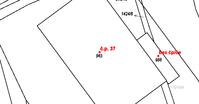 Chrastava 37 na parcele st. 963 v KÚ Chrastava I, Katastrální mapa