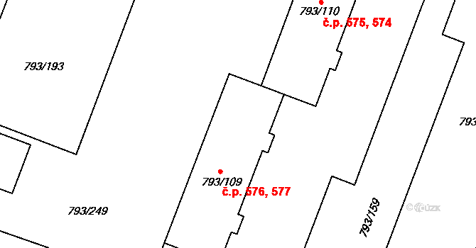 Výškovice 576,577, Ostrava na parcele st. 793/109 v KÚ Výškovice u Ostravy, Katastrální mapa