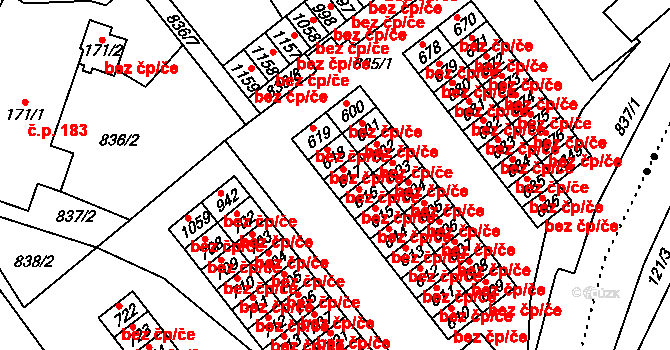 Hanušovice 38968509 na parcele st. 618 v KÚ Hanušovice, Katastrální mapa