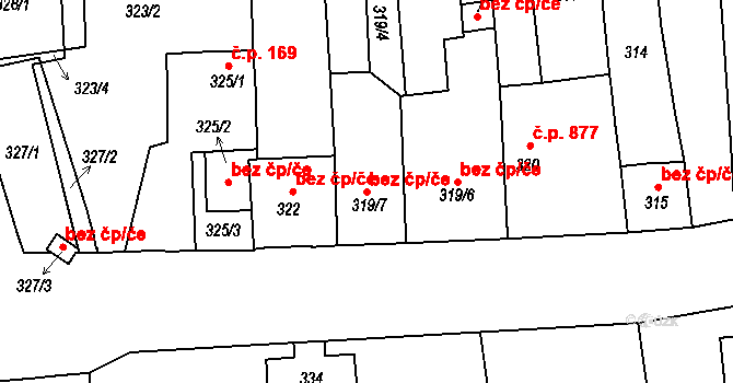 Kaplice 39888509 na parcele st. 319/7 v KÚ Kaplice, Katastrální mapa