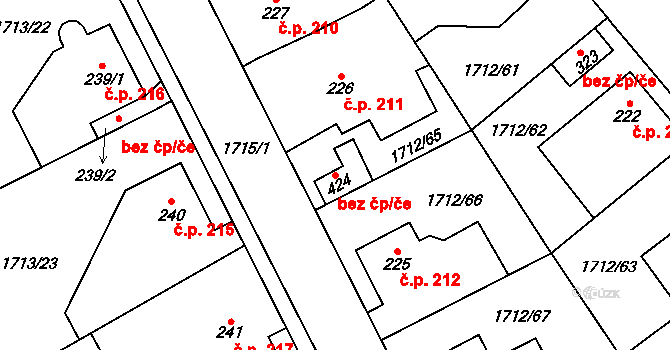 Tymákov 41588509 na parcele st. 424 v KÚ Tymákov, Katastrální mapa