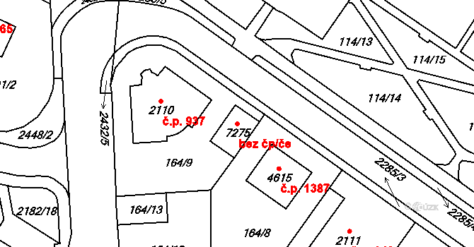 Cheb 42410509 na parcele st. 7275 v KÚ Cheb, Katastrální mapa