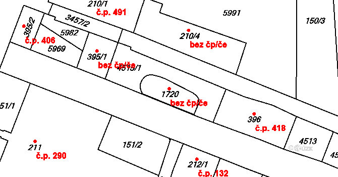 Hrušovany nad Jevišovkou 42618509 na parcele st. 1720 v KÚ Hrušovany nad Jevišovkou, Katastrální mapa