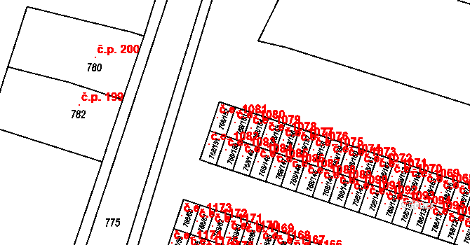 Pudlov 1080, Bohumín na parcele st. 768/153 v KÚ Pudlov, Katastrální mapa