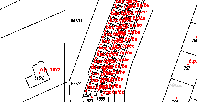 Příbor 44875509 na parcele st. 830 v KÚ Příbor, Katastrální mapa