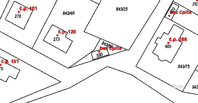 Sobíňov 49585509 na parcele st. 350 v KÚ Sobíňov, Katastrální mapa