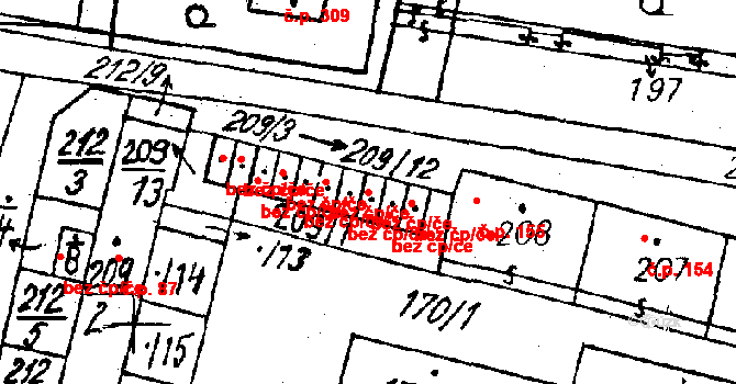 Heřmanova Huť 50168509 na parcele st. 209/10 v KÚ Vlkýš, Katastrální mapa