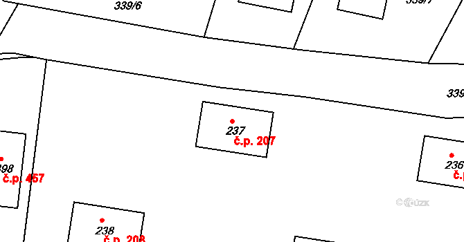 Třemošnice 207 na parcele st. 237 v KÚ Třemošnice nad Doubravou, Katastrální mapa
